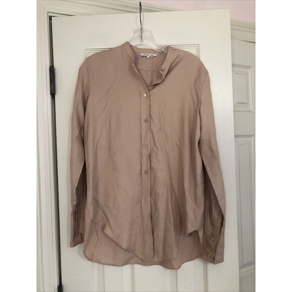Helmut Lang‎ Women's Long Sleeve 100% Silk Dressy Blouse Brown Sz Small Career - Picture 1 of 5